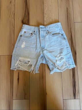 Levi's Light Blue Ripped Denim Cutoff Shorts